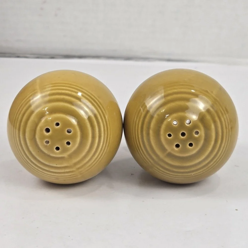 Vtg Fiesta Ironstone Antique Gold Salt & Pepper Shakers 1967-1972 RARE!! MINT